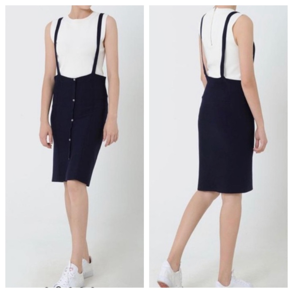 English Factory Suspender Pencil Skirt Gray